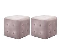 2x Poufs Gris Tissu Velours Tabouret Cube Repose-Pied Salon Chambre vidaXL