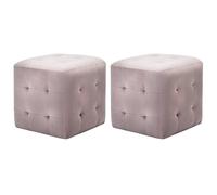 2x Poufs Gris Tissu Velours Tabouret Cube Repose-Pied Salon Chambre vidaXL