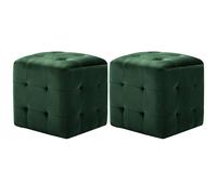 2x Poufs Gris Tissu Velours Tabouret Cube Repose-Pied Salon Chambre vidaXL