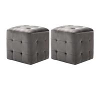 2x Poufs Gris Tissu Velours Tabouret Cube Repose-Pied Salon Chambre vidaXL