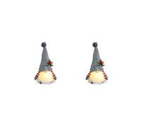 2X Poupée Gnome avec Lumière LED Décoration de Joyeux Noël pour la Maison Ornement de Noël Cadeaux de Noël Navidad Natal Nouvel An - Gris