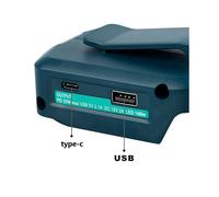 2X pour ADP05 14.4 V/18 V Lion Batterie USB/Type-C Convertisseur Port avec Lumière LED Projecteur Lumière Extérieure pour