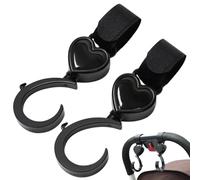 2X Pram Storage Clips, 360 Degree Rotating Hooks, Stroller Strap Bag Holders, Sturdy ABS Material, Lightweight Design, Perfect For Purse, Organizer, Water Bottles