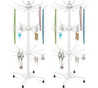 2x Présentoir rotatif | 360° Présentoir de marchandises 3 étages | Décoration de magasin | 67cm Présentoir rotatif avec 30x crochets en métal | Présentoir Equipement de magasin Comptoir | Aménagement