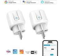 2x Prise intelligente WiFi WLAN avec mesure de l'intensité et commande vocale, minuterie, application SmartLife, Mini Smart Plug, Alexa & Google
