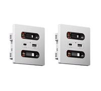 2X Prise Murale Universelle 12 W avec Câble de Charge Rétractable USB-A et USB-C, Prise de Charge de Type C pour Téléphone Portable et Tablette.