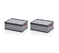 2x Profi-Faltbox 60 x 40 x 22 mit Deckel inkl. gratis Zollstock 2er Set