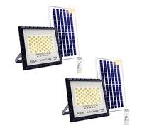 2x Projecteur Solaire Extérieur 200W 200 LEDS + Panneau Photovoltaïque à Haute Conversion, Télécommande, Capteur d'allumage Automatique. Projecteur Solaire IP67 pour Éclairage, Jardin, Garage.