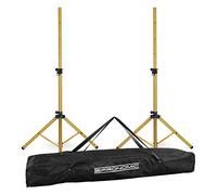 2x Pronomic SPS-1S GD Pied de haut-parleur en acier - Support de enceinte, construction tripode large et stable - 120-193 cm - Pour la scène, les groupes et les DJs - Sac inclus - Or