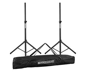 2X Pronomic SPS-1S Pied de Haut-Parleur en Acier - Support de Enceinte, Construction tripode Large et Stable - 120-193 cm - Peut également être utilisé comme Support de fléchettes - Sac Inclus