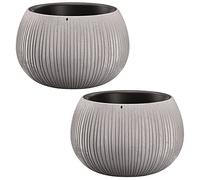 2x PROSPERPLAST BOL BOL PLASTIQUE avec réservoir de couleur de ciment, 11 (haut) x 14,4 (largeur) x 14.4 (profond) CTS.