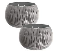 2x PROSPERPLAST BOL PLASTIQUE SANDY SANDY AVEC TERME DE GRIS PIERRE, 16.1 (HIGH) X 23.8 (largeur) X 23.8 (profond) CTS.