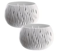 2x PROSPERPLAST BOL PLASTIQUE SANDY SANDY AVEC TERRE EN BLANC, 16.1 (HIGH) X 23.8 (large) x 23.8 (profond) CTS.