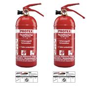 2x Protex Extincteur PDE1GA Voiture,1kg,Manomètre Avec Support Voiture Et Plaque