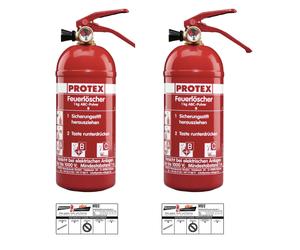 2x Protex Extincteur PDE1GA Voiture,1kg,Manomètre Avec Support Voiture Et Plaque