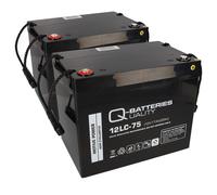 2X Q-BATTERIES 12LC-75 / 12V - 77Ah PILE DE PLOMB TYPE AGM - CYCLE PROFOND VRLA
