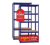 2x Rangement Étagère Atelier Charge Lourde Metalilique Bleu 5 Tablette Max 875Kg