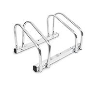 2x Râtelier support 2 vélos sol ou mur, HxlxP 26 x 40 x 32 cm, argenté | en acier chromé, résistant à la pluie, H x l x P : 26 x 40 x 32 cm