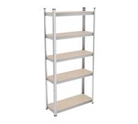 2x rayonnages charges lourdes, 5 tablettes, capacité 250 kg, acier argenté