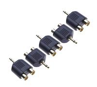 2x RCA Stereo Converter to 3.5mm Mono par Keple, Adaptateur audio, Y Splitter, Prise mâle à anneau unique de 3,5 mm avec 2 connexions RCA Phono femelles (paquet de 5)