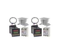 2X Régulateur de Température PID REX-C100 Kit de Thermostat Haute Tension 100ACV à 240ACV+Relais SSR 40D Sonde K