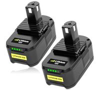 2X Remplacement pour Ryobi 18V Batterie 5.0Ah RB18L50 RB18L40 RB18L25 RB18L15 RB18L13 P108 P107 P122 P104 P105 P102 P103 (Noir Vert)