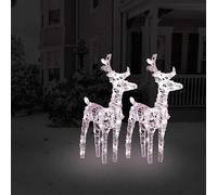 2x Rennes de Noël 80 LED Blanc Chaud Acrylique Décoration Ornement vidaXL