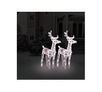 vidaXL 2x Rennes de Noël 80 LED Rennes Éclairés Décoration de Vacances Ornement de Noël Décoration de Fête Maison Intérieur 342678