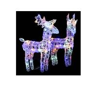2x Rennes de Noël 80 LED Rennes Eclairés Décoration de Vacances Ornement de Noël Décoration de Fête Maison Intérieur Multicolore Acrylique