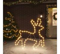2x Rennes de Noël avec LED Blanc Chaud 57x55x4,5 cm Décoration Ornement vidaXL