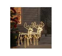 2x Rennes de Noël avec Têtes Mobiles Décoration de Noël Ornement de Vacances Décoration de Fête Ornement de Jardin Extérieur Blanc Chaud