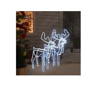 2x Rennes de Noël avec Têtes Mobiles Décoration de Noël Ornement de Vacances Décoration de Fête Ornement de Jardin Blanc Froid 76x42x87 cm 3154321