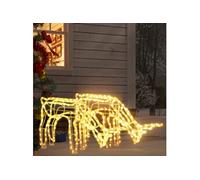 2x Rennes de Noël Décoration de Noël Ornement de Vacances Décoration de Fête Ornement de Jardin Extérieur Blanc Chaud 73x31x45 cm