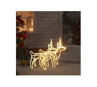 2x Rennes de Noël Décoration de Noël Ornement de Vacances Décoration de Fête Ornement de Jardin Extérieur Blanc Chaud 60x30x60 cm