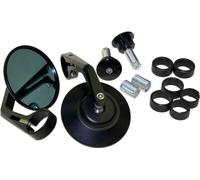 2x Rétroviseur moto Miroir en bout de guidon Alu CNC noir rond universel