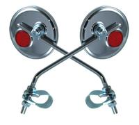 2x Rétroviseur Vélo Chromé Rond 75mm À Collier Réversible Gauche Droite Guidon 22mm Avec Catadioptre Cycle Ville Custom (1 Paire) Multicolore