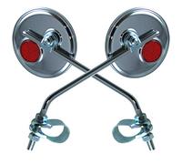 2x Rétroviseur Vélo Chromé Rond 75mm À Collier Réversible Gauche Droite Guidon 22mm Avec Catadioptre Cycle Ville Custom (1 Paire) Multicolore