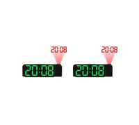 2X Réveil à Projection Rotation 180 12/24H Horloge Numérique LED Charge USB Réveil Projecteur de Plafond (Vert)