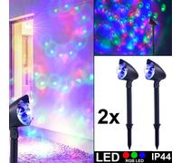 2x RGB LED Extérieur Fiche Lumières Changement Déco Jardin Pointe Cour Lampes
