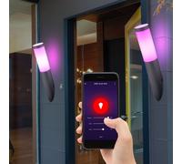 2x RGB LED Mur Lumières App Commande Vocale Extérieur Jardin Torche Lampes