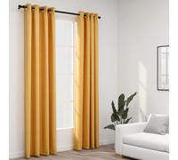 Vidaxl Rideaux Occultants Aspect Lin À ?illets 2 Pcs Jaune 140x225 Cm