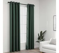 Vidaxl Rideaux Occultants Aspect Lin Avec ?illets 2 Pcs Vert 140x175cm