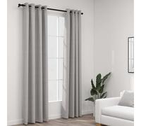 vidaXL Rideaux occultants Aspect lin avec ?illets 2 pcs Gris 140x225cm