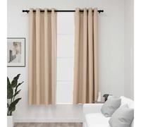 Rideaux occultants aspect lin avec oillets 2pcs beige 140x175cm