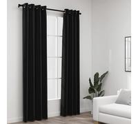 Vidaxl Rideaux Occultants Aspect De Lin 2 Pcs Anthracite 140x175 Cm