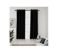 2x Rideaux Occultants Aspect de Lin Rideaux de Fenêtre Salon Salle de Séjour Chambre à Coucher Maison Intérieur Anthracite 140x175 cm