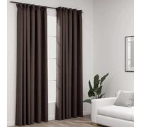 vidaXL Gordijnen linnen-look verduisterend haken 2 st 140x175 cm taupe321204 Taupe G