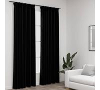 vidaXL Gordijnen linnen-look verduisterend haken 2 st 140x245 cm zwart321158 Noir G