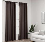 2x Rideaux Occultants Aspect Lin avec Crochets Gris 140x245 cm Fenêtre vidaXL