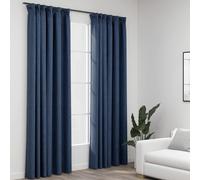 Gordijnen linnen-look verduisterend haken 2 st 140x245 cm blauw321182